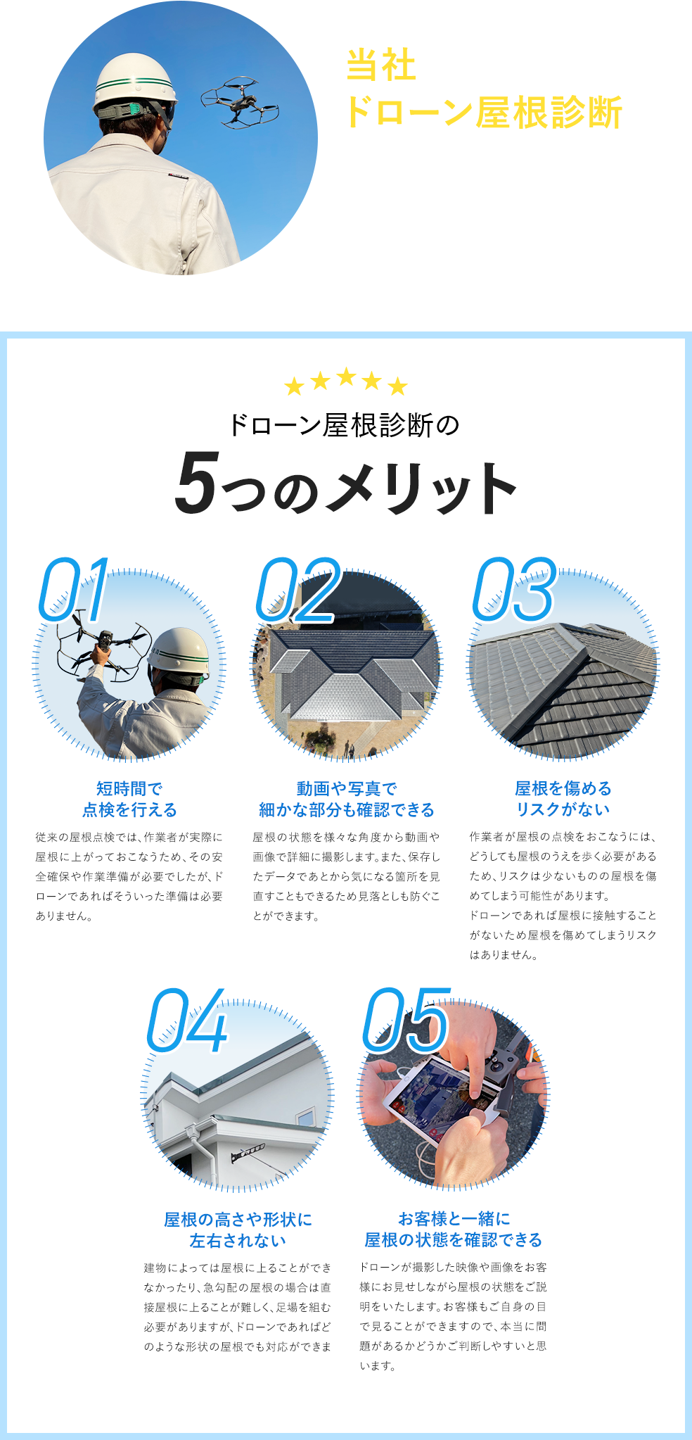 ドローン屋根診断の5つのメリット